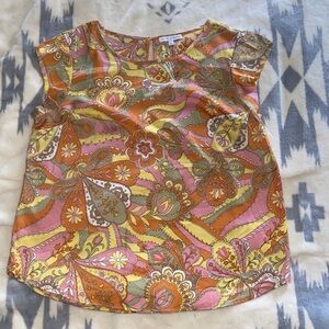 FLOWER POWER PAISLEY BLOUSE Maison d’ Amélie Orange Pink Yellow Sleeveless